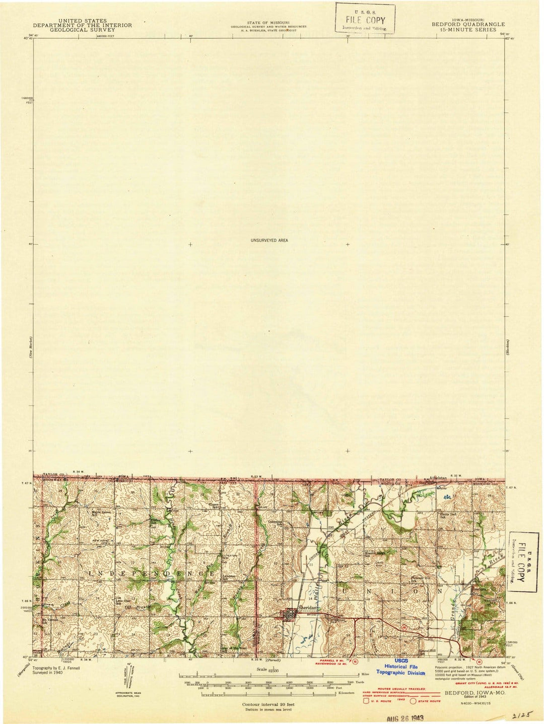 1943 Banford, IA - Iowa - USGS Topographic Map