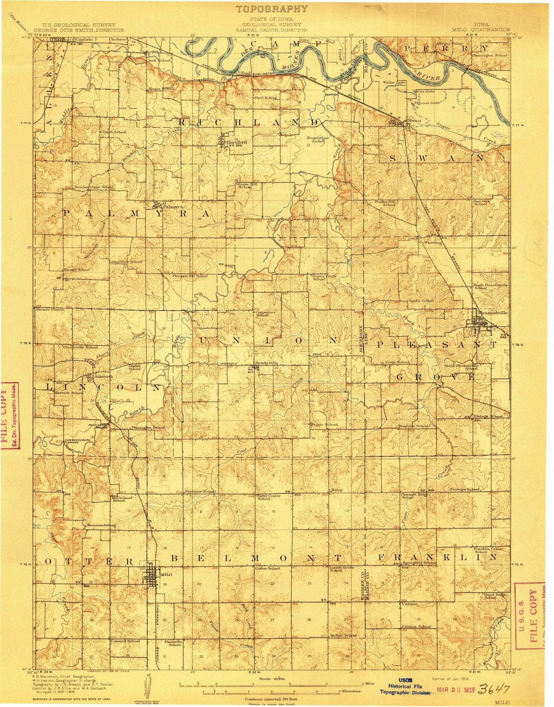 1910 Milo, IA - Iowa - USGS Topographic Map