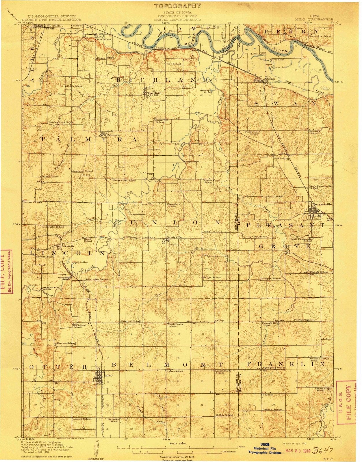 1910 Milo, IA - Iowa - USGS Topographic Map