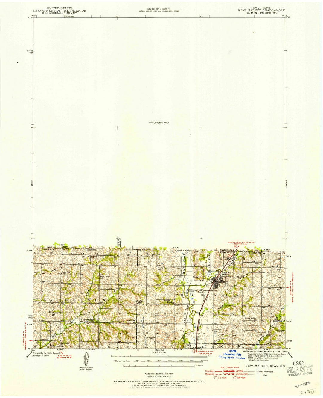 1940 New Market, IA - Iowa - USGS Topographic Map