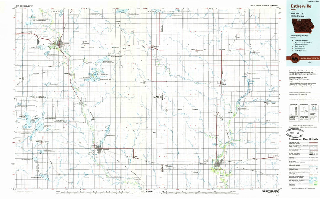 1985 Estherville, IA - Iowa - USGS Topographic Map