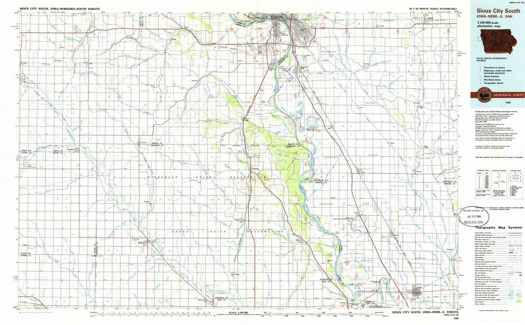 1986 Sioux City South, IA - Iowa - USGS Topographic Map