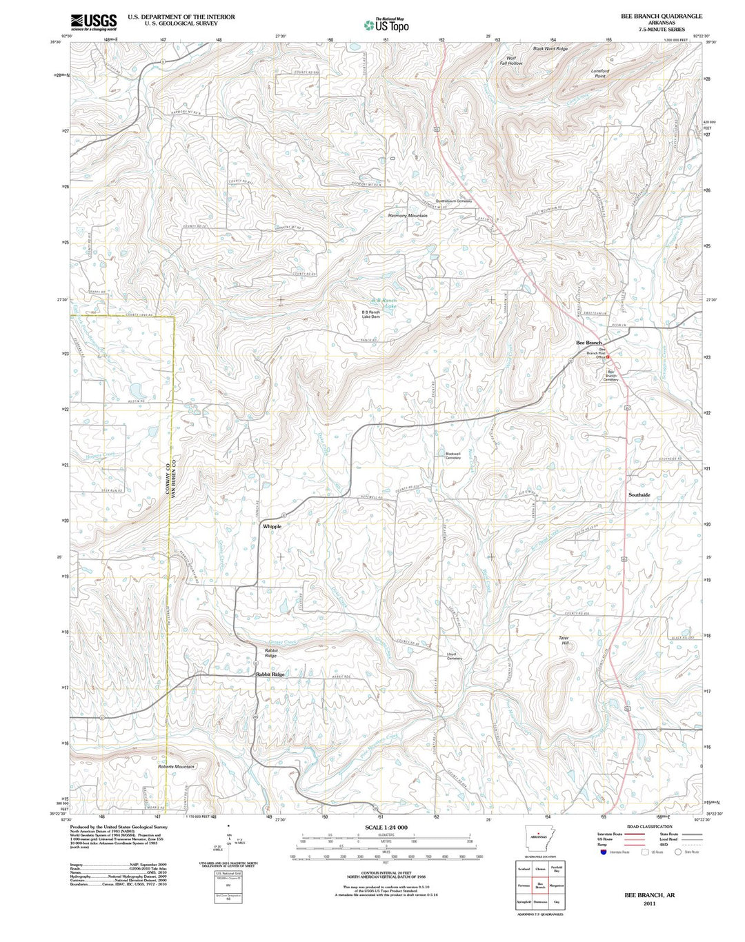2011 Bee Branch, AR - Arkansas - USGS Topographic Map