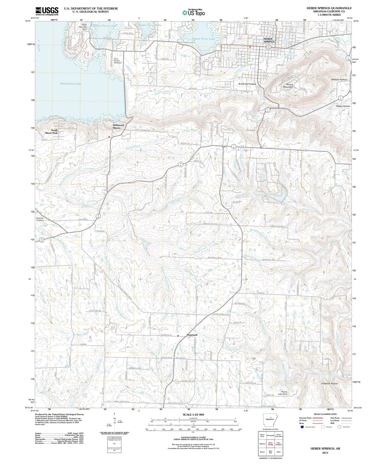 2011 Heber Springs, AR - Arkansas - USGS Topographic Map