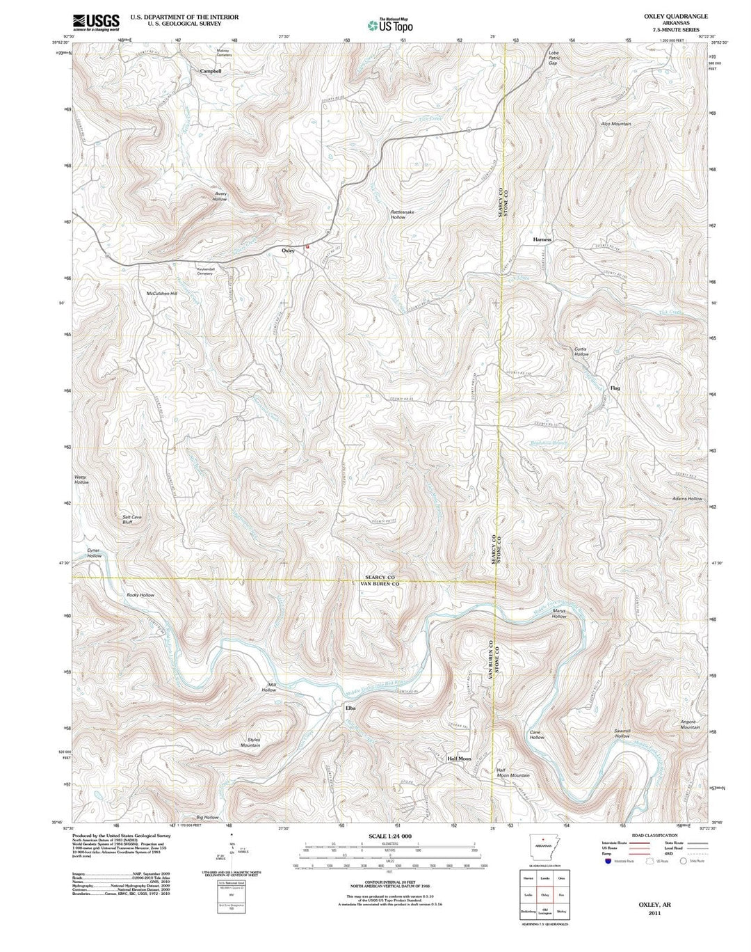 2011 Oxley, AR - Arkansas - USGS Topographic Map