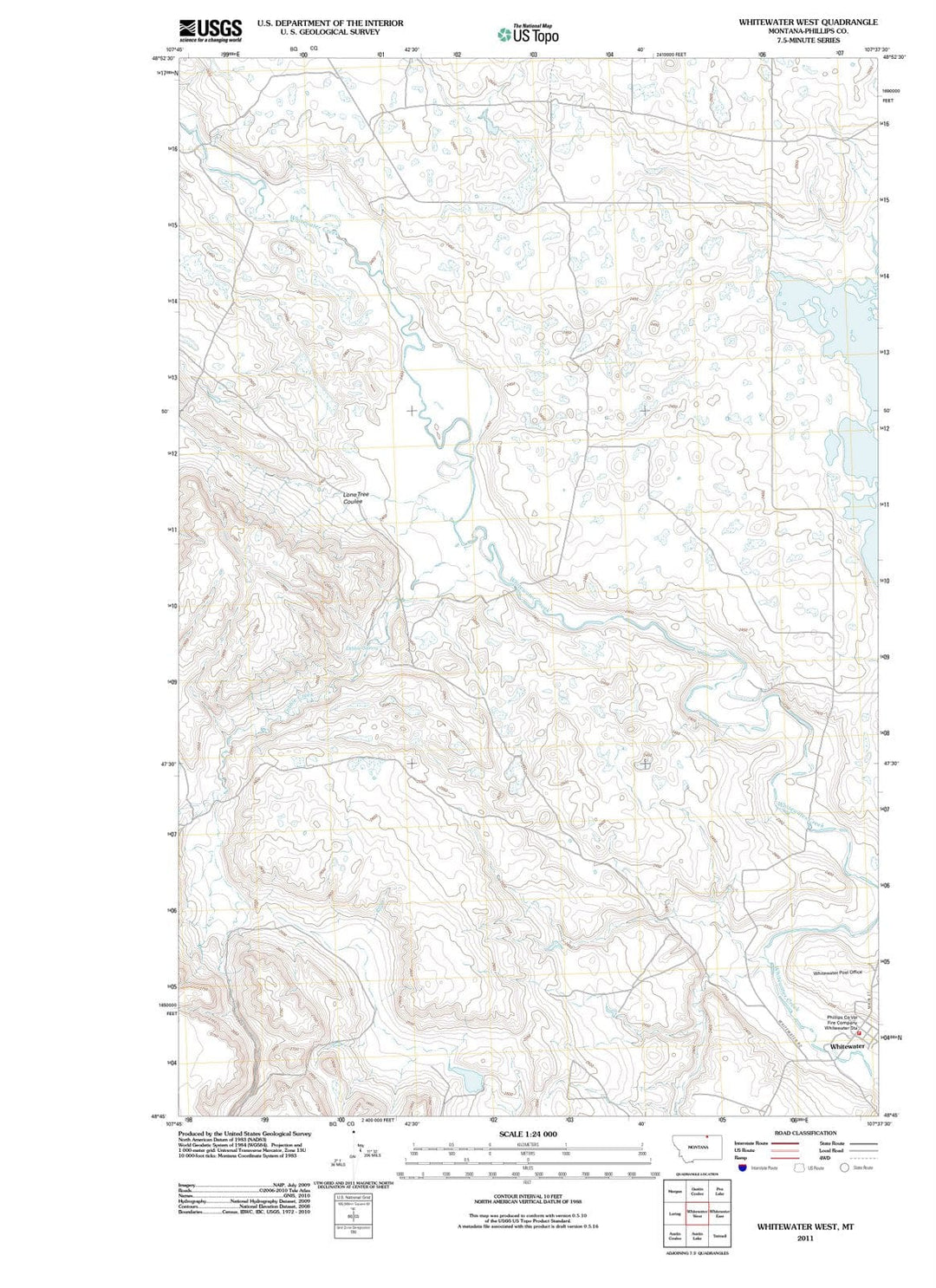 2011 Whitewater, MT - Montana - USGS Topographic Map