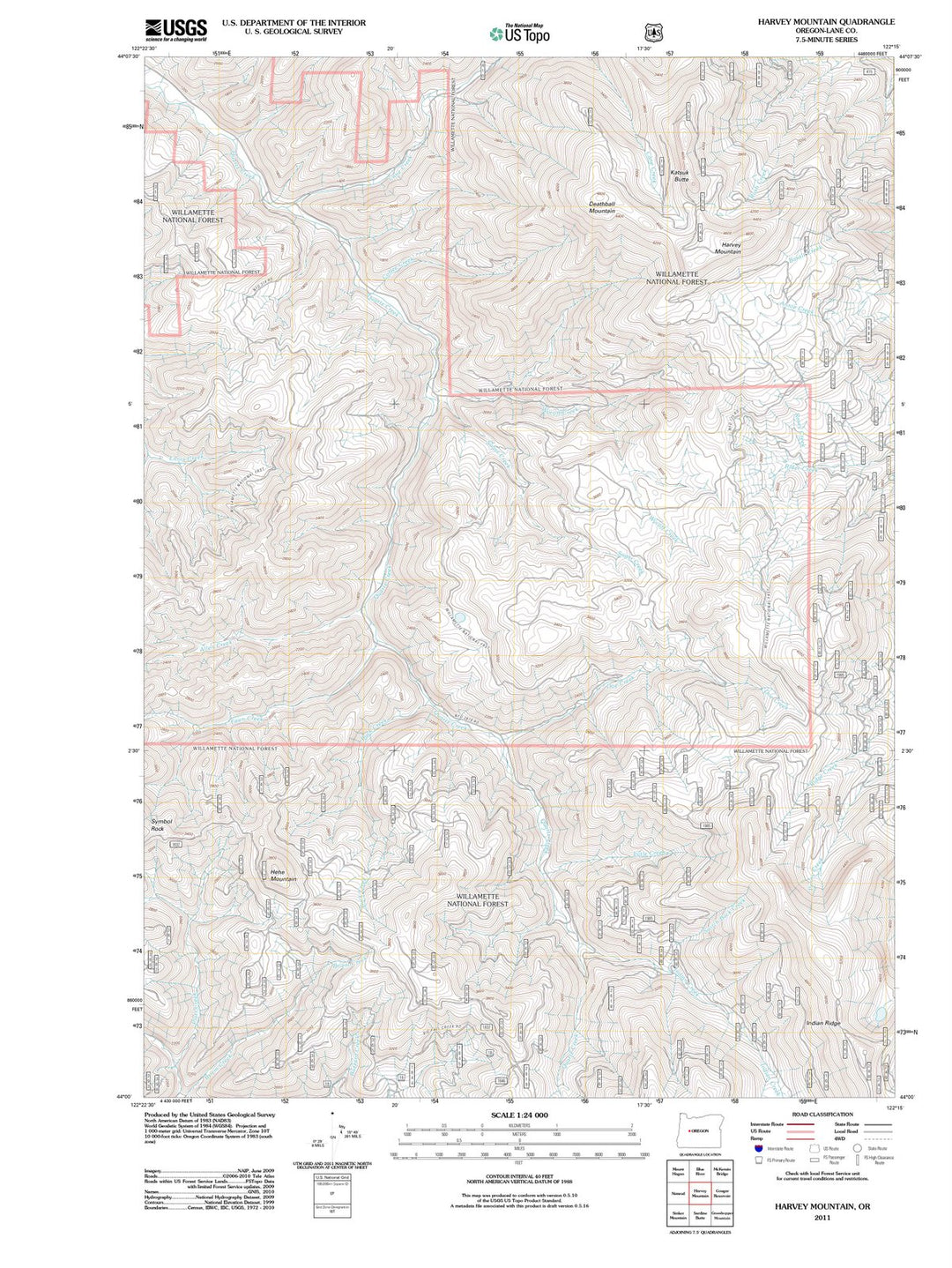 2011 Harvey Mountain, OR - Oregon - USGS Topographic Map