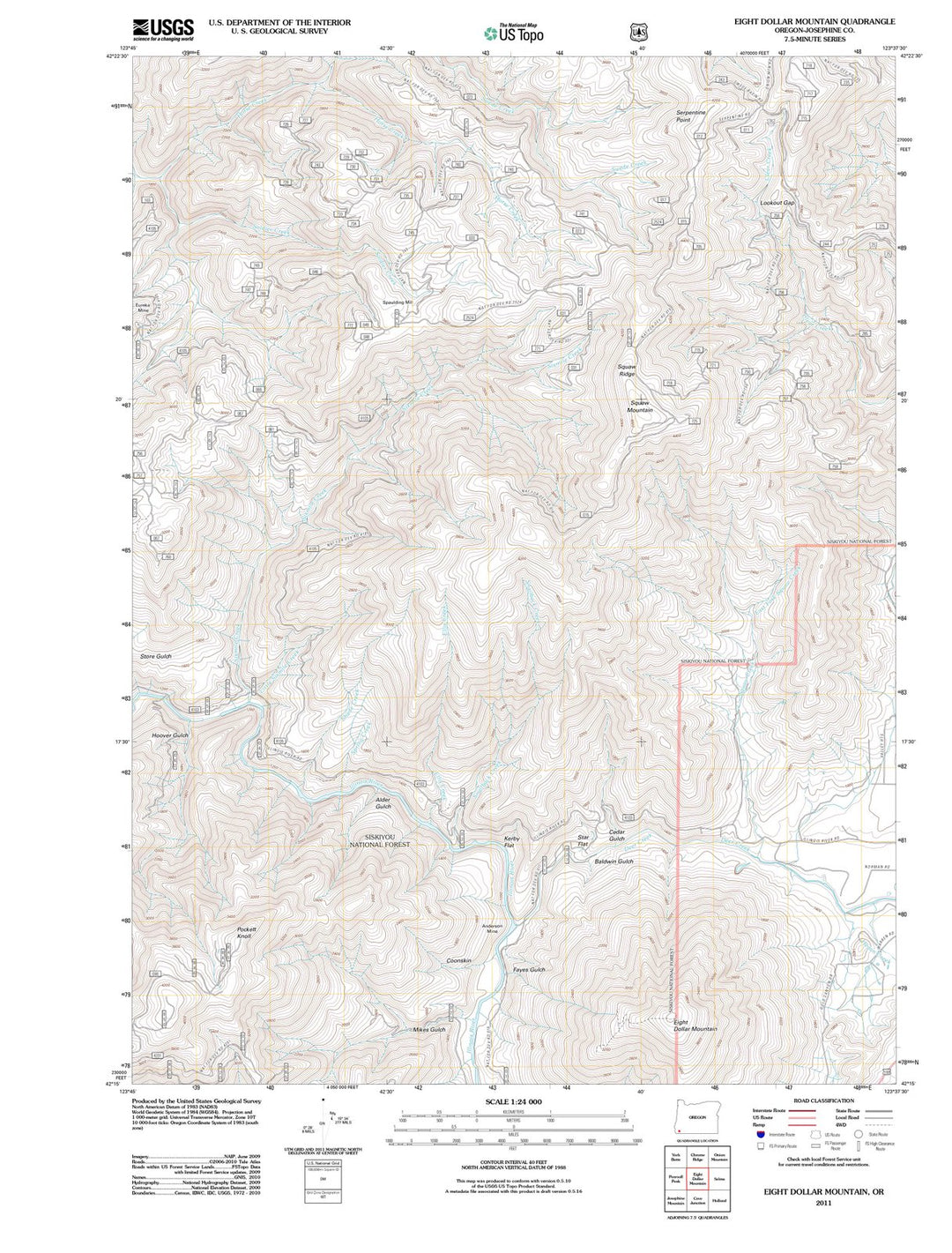 2011 Eightollar Mountain, OR - Oregon - USGS Topographic Map