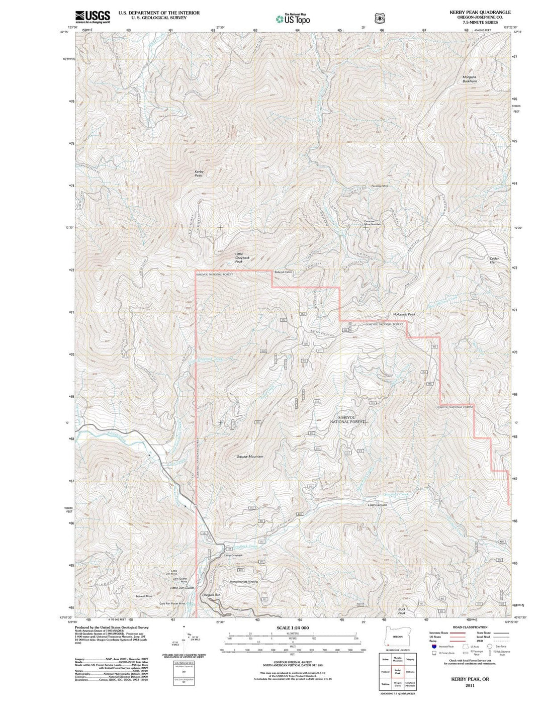 2011 Kerby Peak, OR - Oregon - USGS Topographic Map