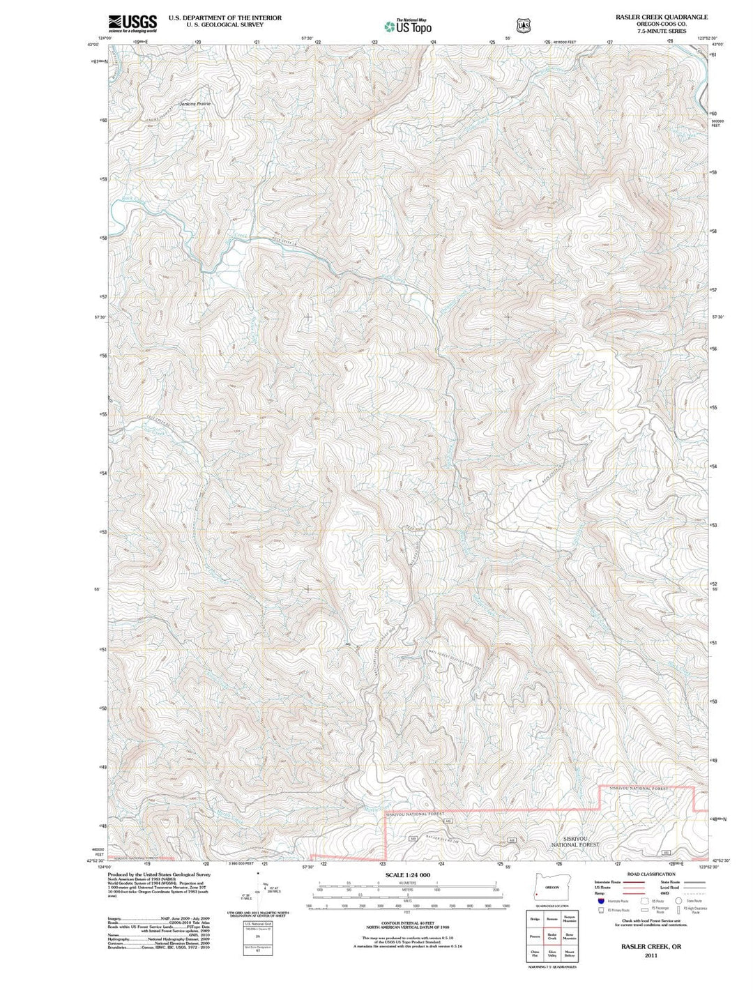 2011 Rasler Creek, OR - Oregon - USGS Topographic Map