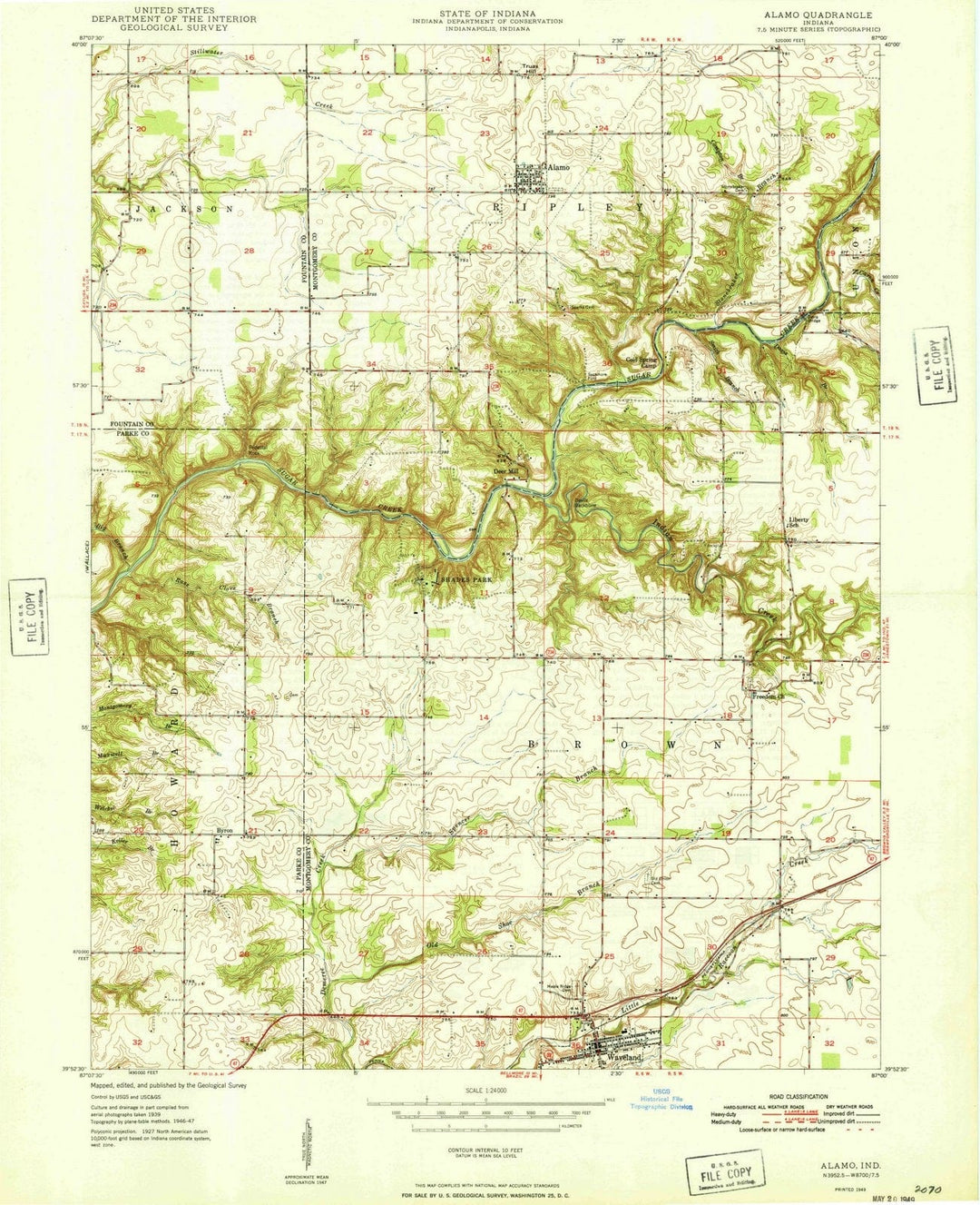 1949 Alamo, in - Indiana - USGS Topographic Map