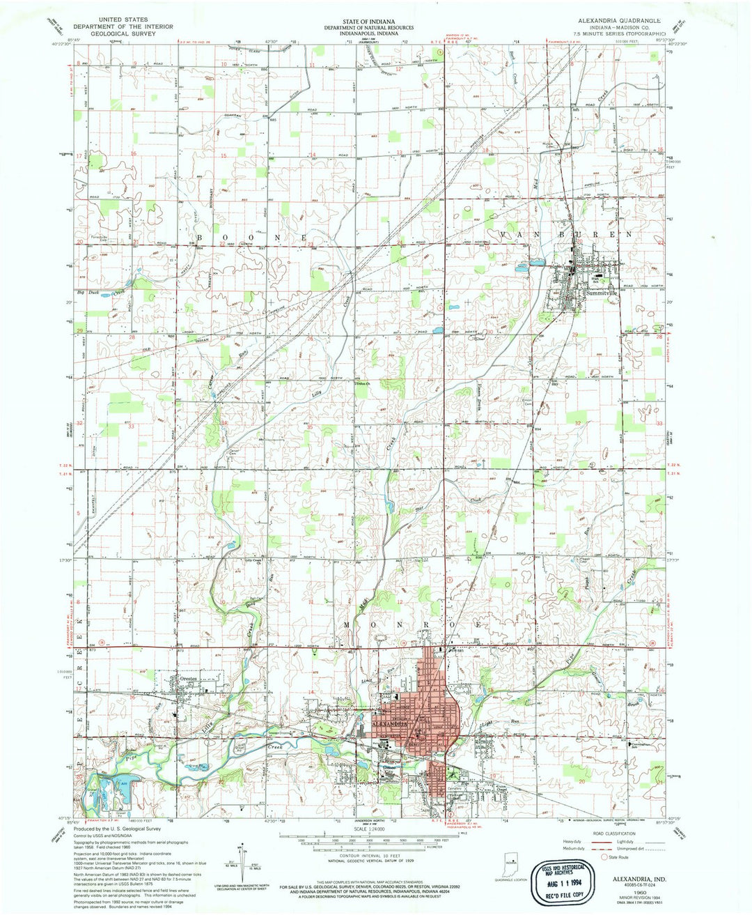 1960 Alexandria, in - Indiana - USGS Topographic Map