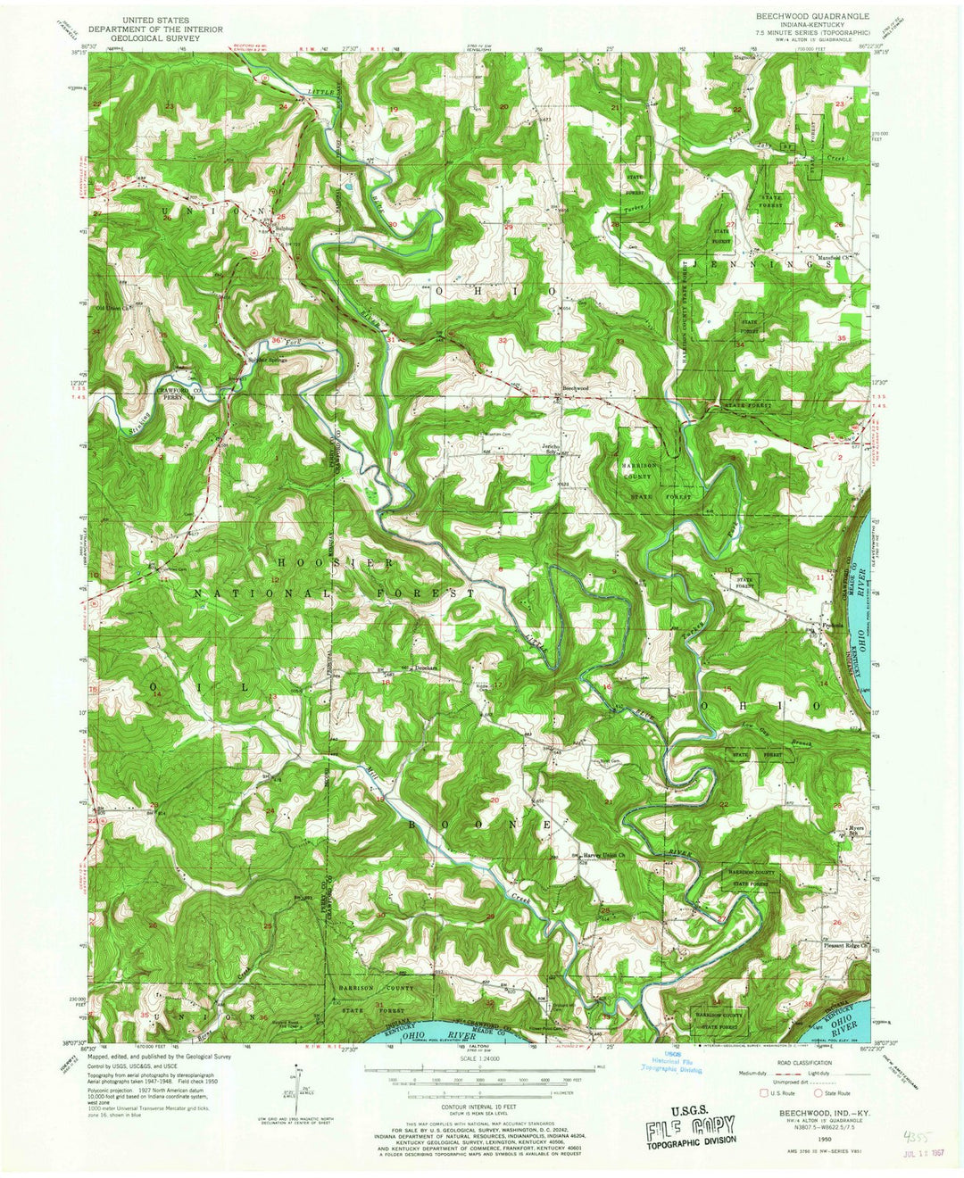 1950 Beechwood, in - Indiana - USGS Topographic Map