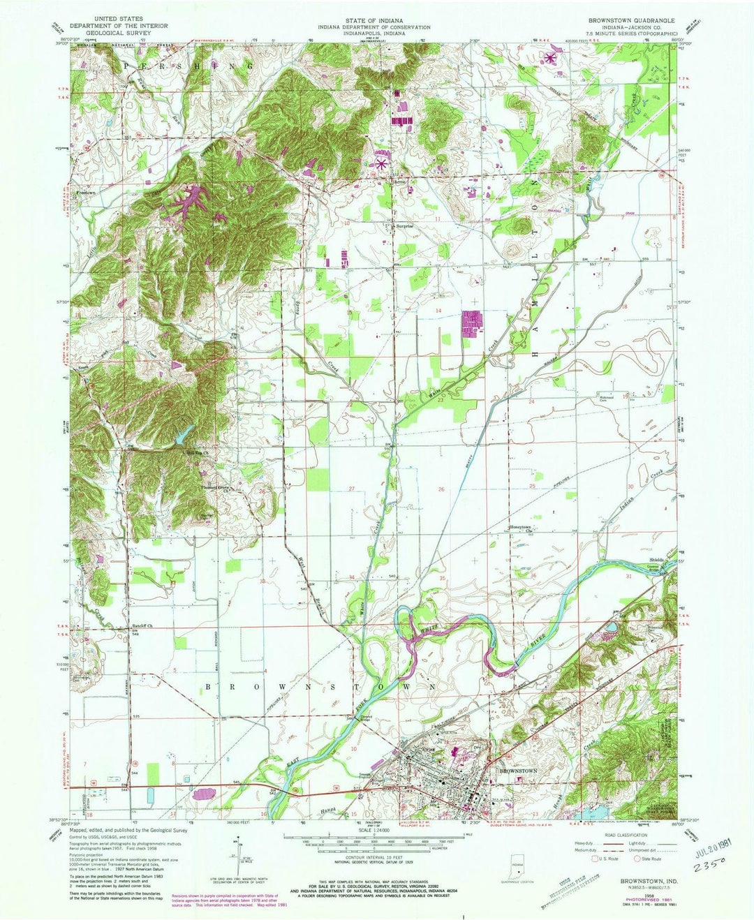 1958 Brownstown, in - Indiana - USGS Topographic Map