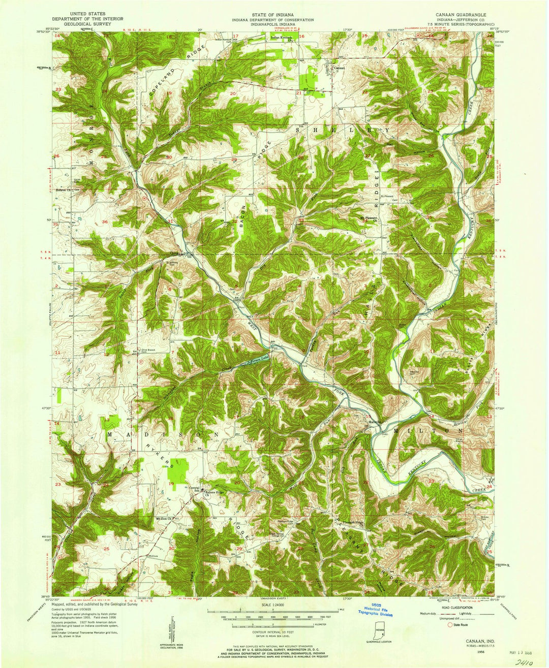 1956 Canaan, in - Indiana - USGS Topographic Map