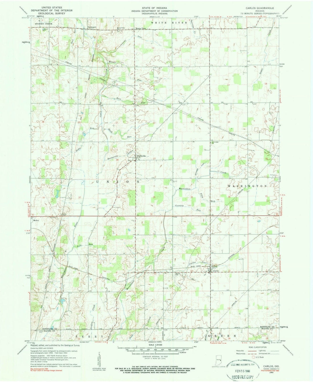 1960 Carlos, in - Indiana - USGS Topographic Map