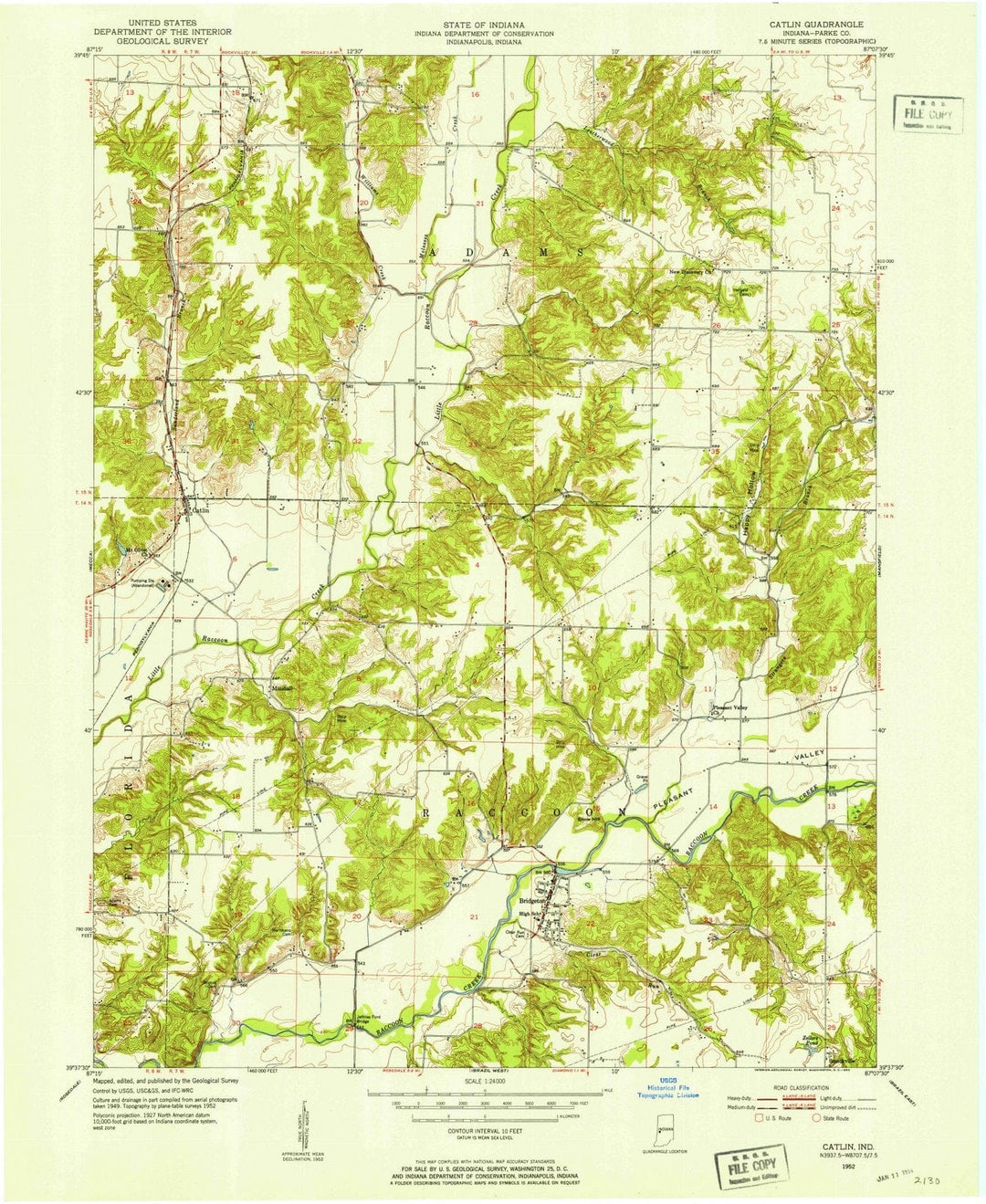 1952 CATLIN, in - Indiana - USGS Topographic Map