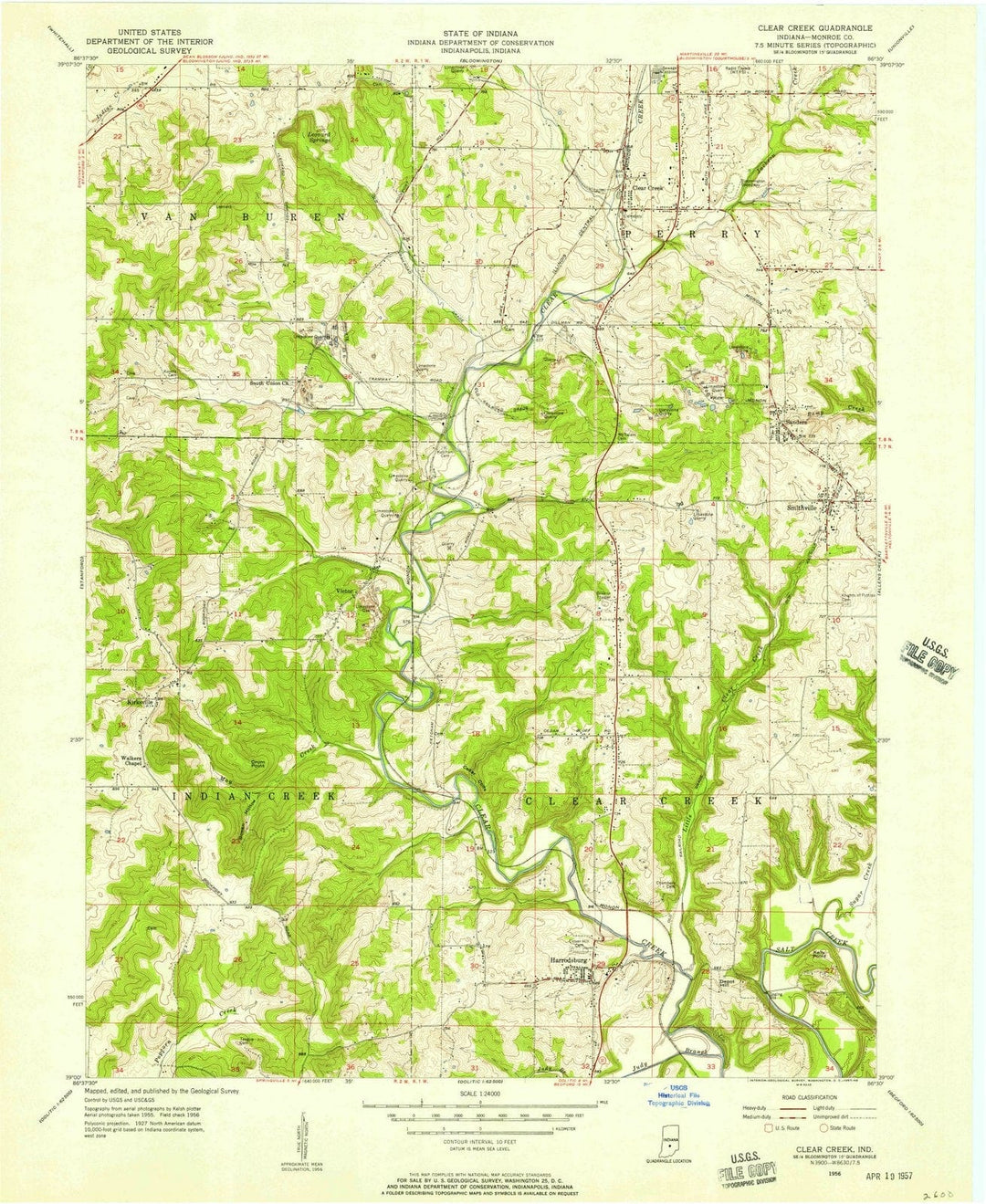 1956 Clear Creek, in - Indiana - USGS Topographic Map