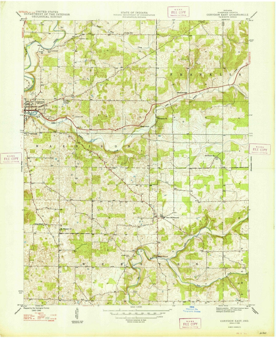 1948 Corydon East, in - Indiana - USGS Topographic Map