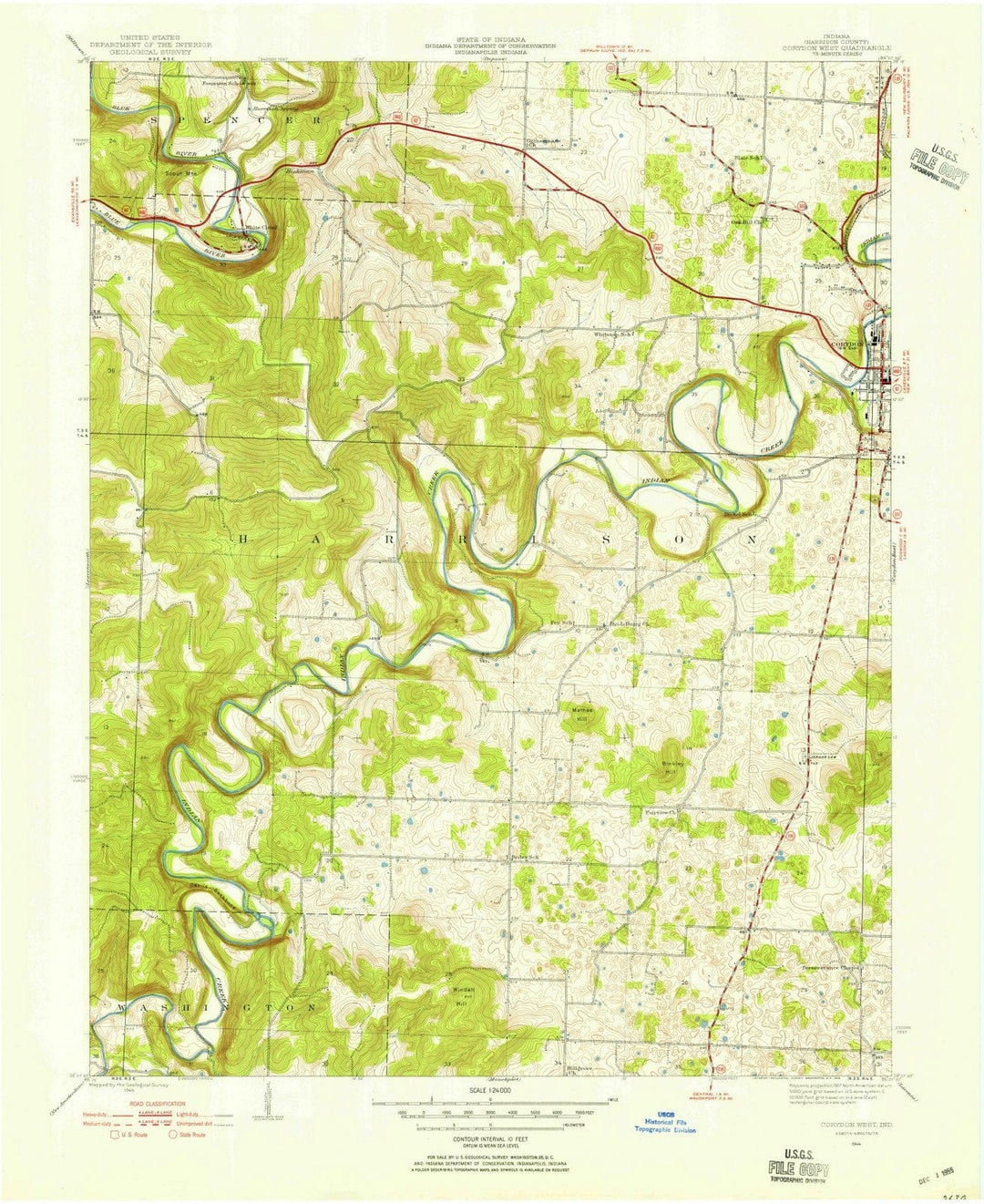 1944 Corydon West, in - Indiana - USGS Topographic Map