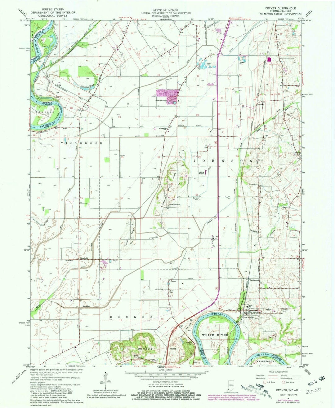 1961 Decker, in - Indiana - USGS Topographic Map