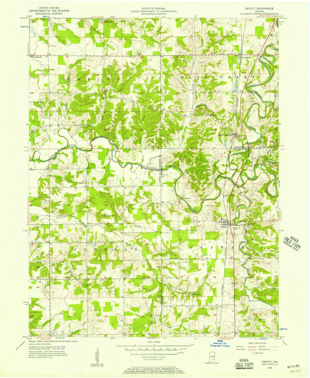 1956 Deputy, in - Indiana - USGS Topographic Map
