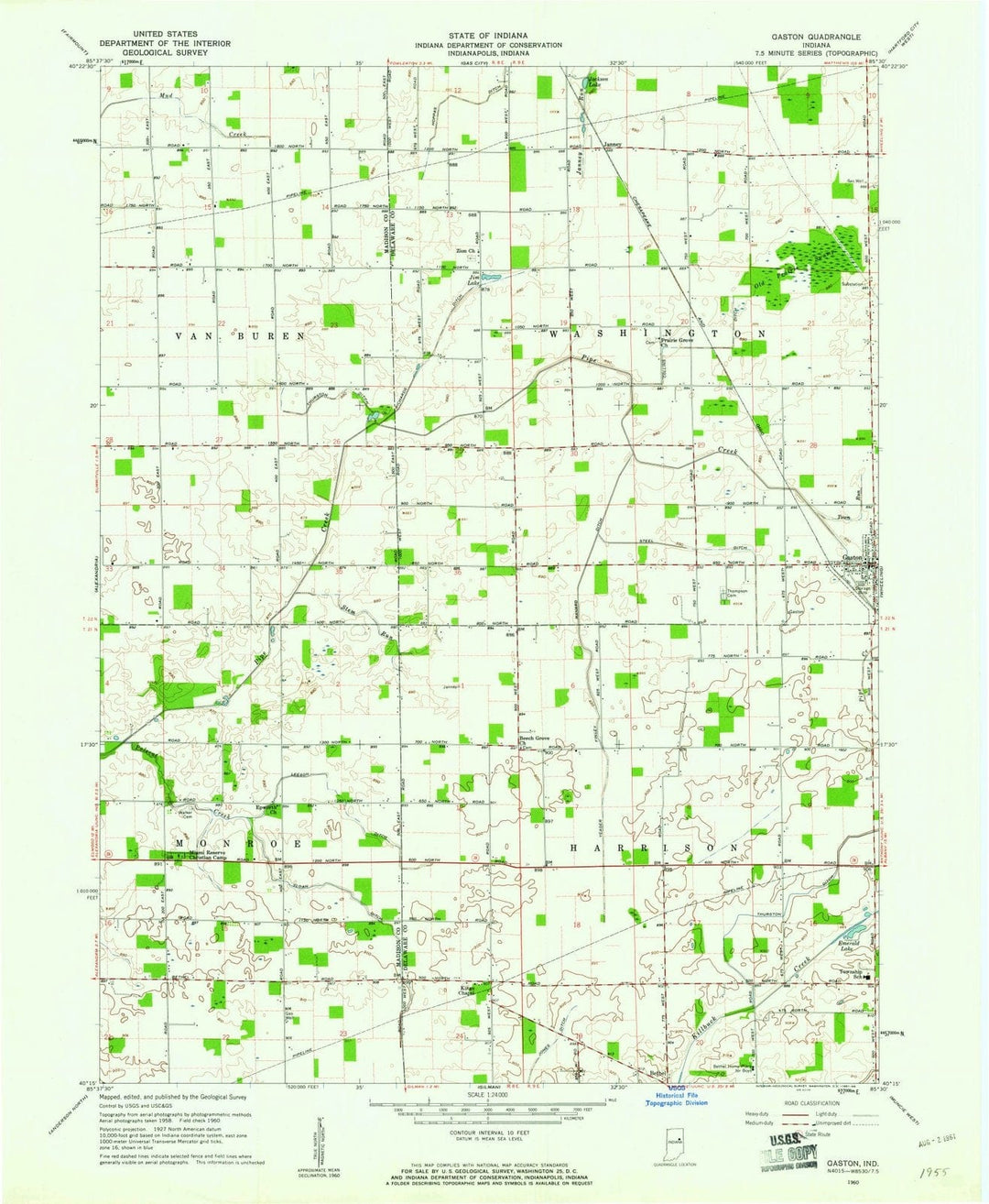 1960 Gaston, in - Indiana - USGS Topographic Map