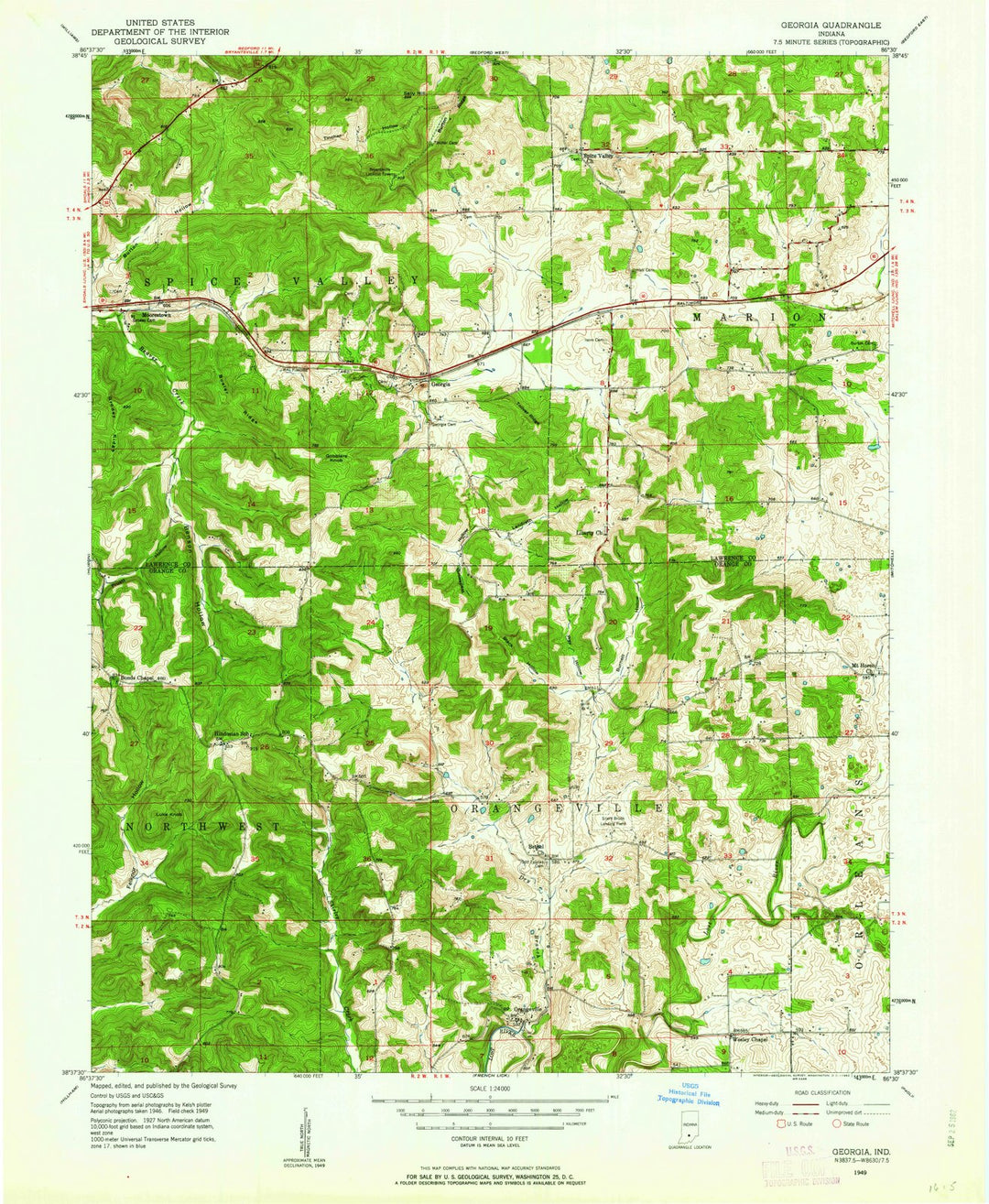 1949 Georgia, in - Indiana - USGS Topographic Map