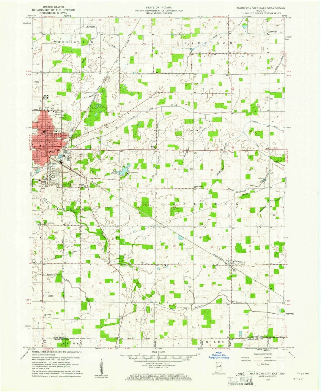 1960 Hartford City East, in - Indiana - USGS Topographic Map