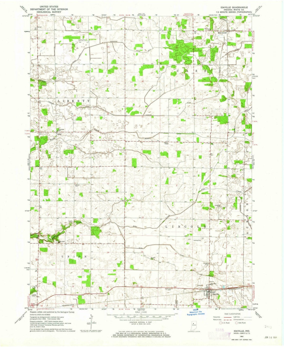 1962 Idaville, in - Indiana - USGS Topographic Map