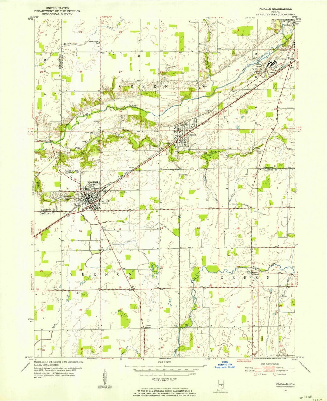 1952 Ingalls, in - Indiana - USGS Topographic Map