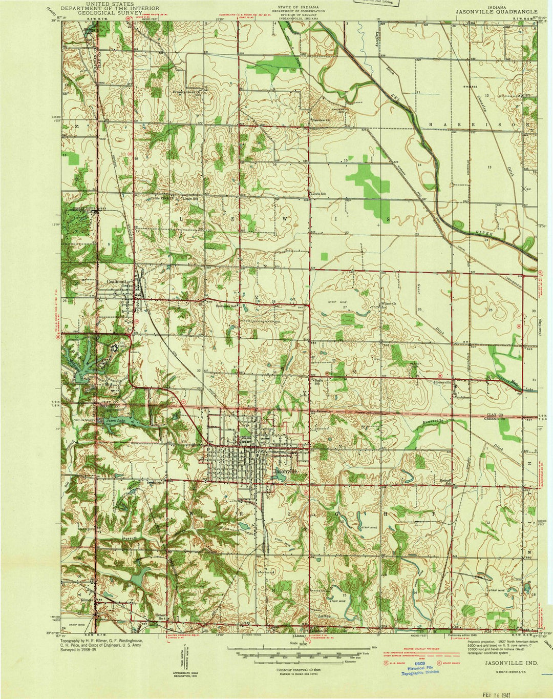 1940 Jasonville, in - Indiana - USGS Topographic Map