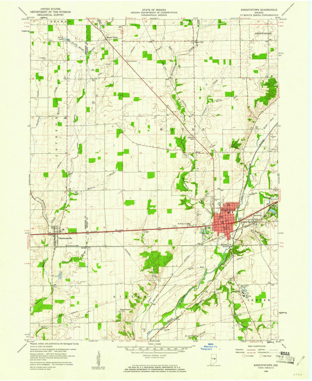 1960 Knightstown, in - Indiana - USGS Topographic Map