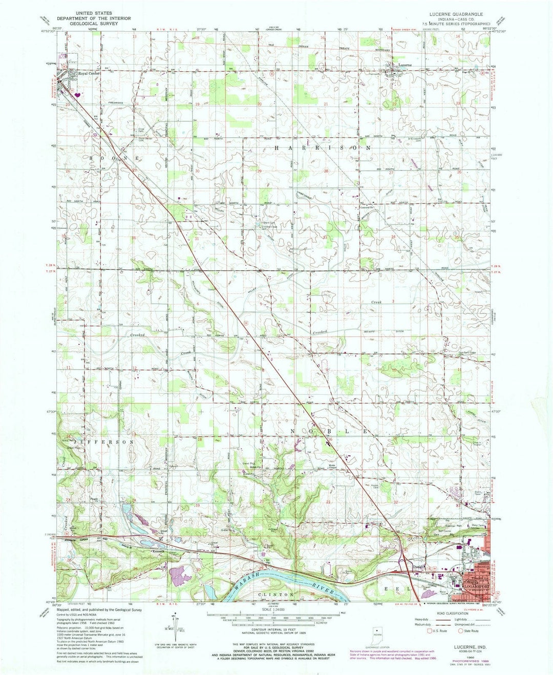 1960 Lucerne, in - Indiana - USGS Topographic Map