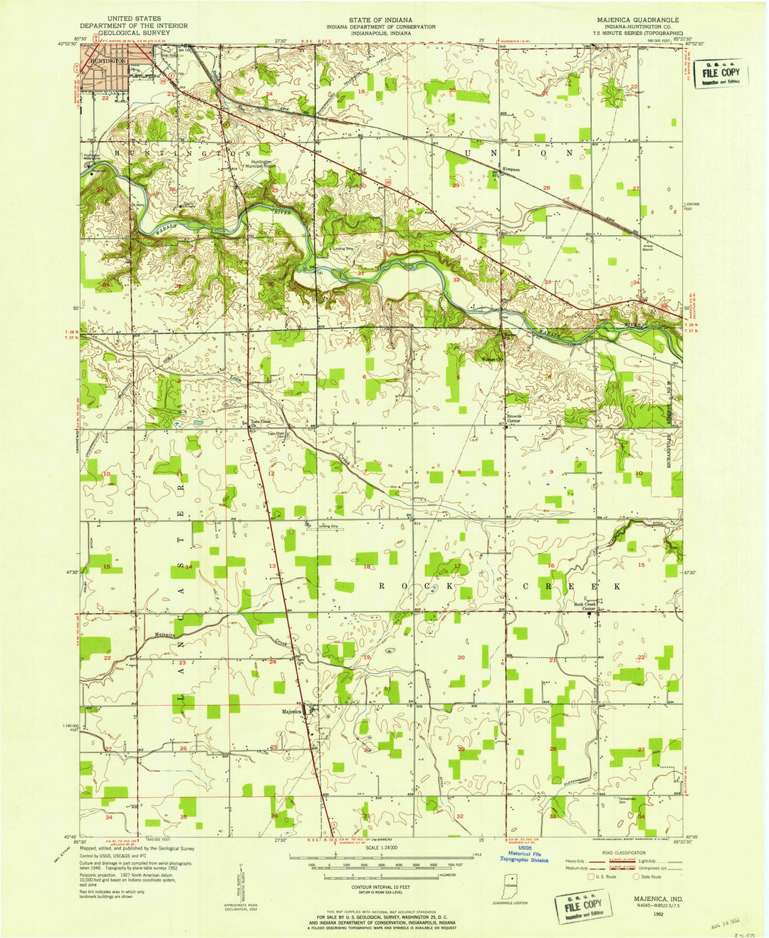 1952 Majenica, in - Indiana - USGS Topographic Map