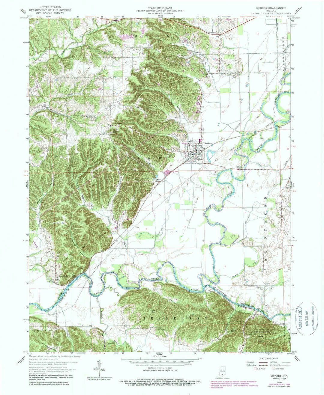 1959 Medora, in - Indiana - USGS Topographic Map