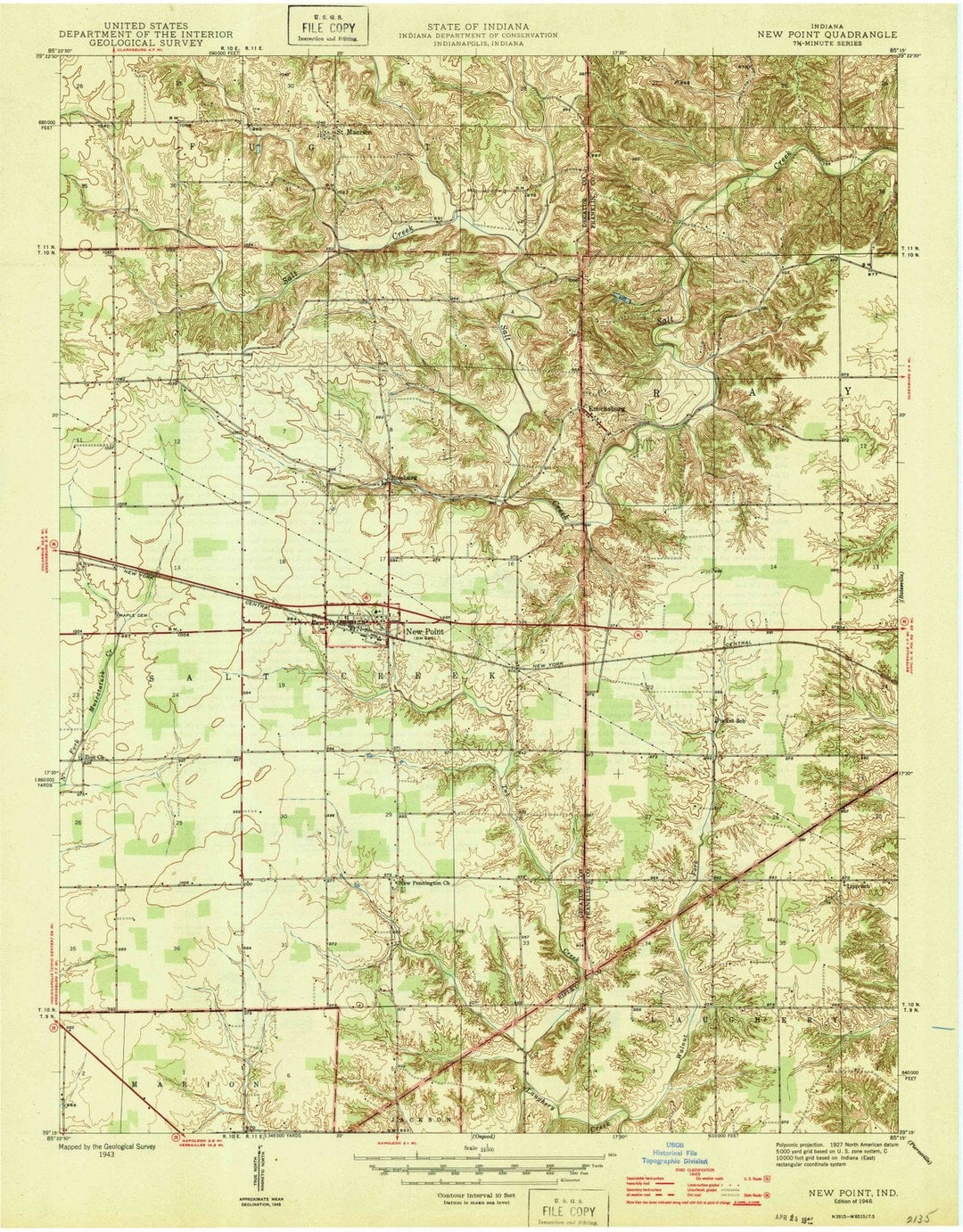 1946 New Point, in - Indiana - USGS Topographic Map