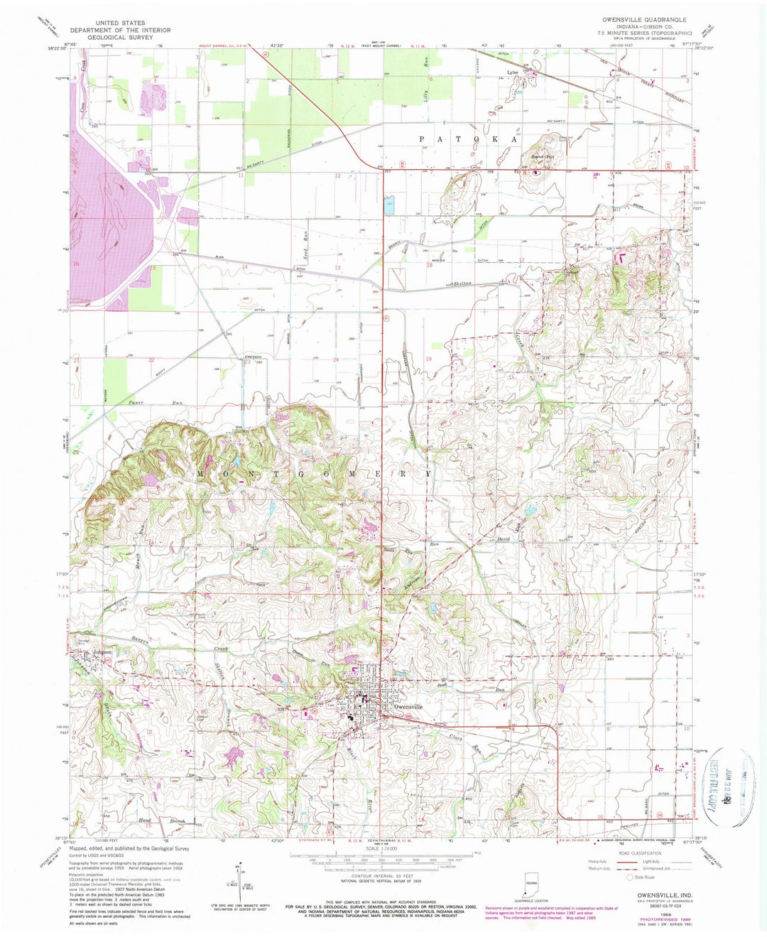1959 Owensville, in - Indiana - USGS Topographic Map