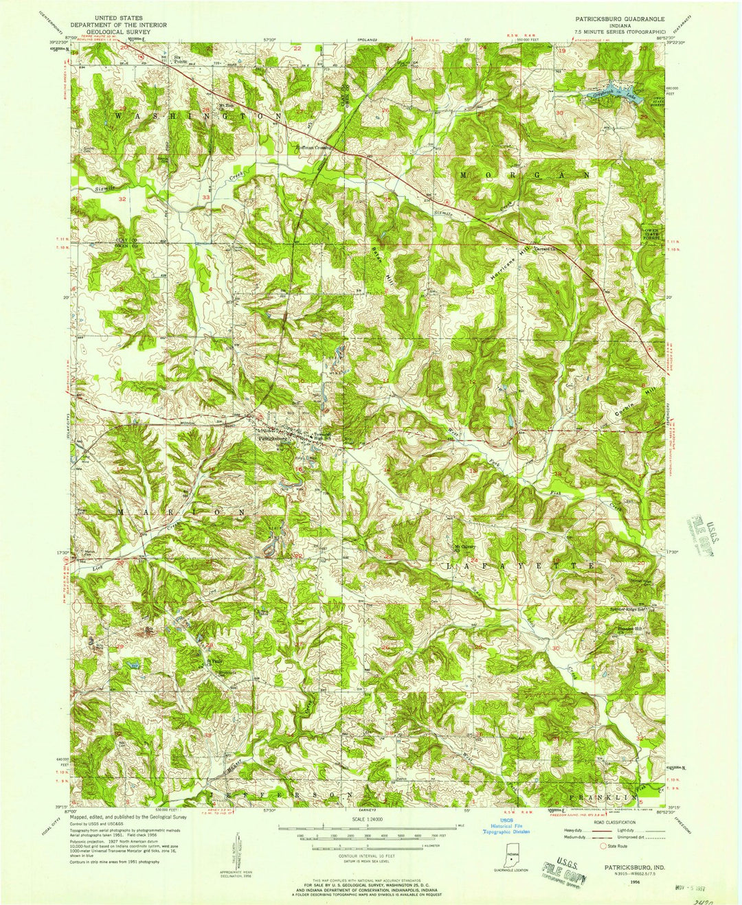 1956 Patricksburg, in - Indiana - USGS Topographic Map