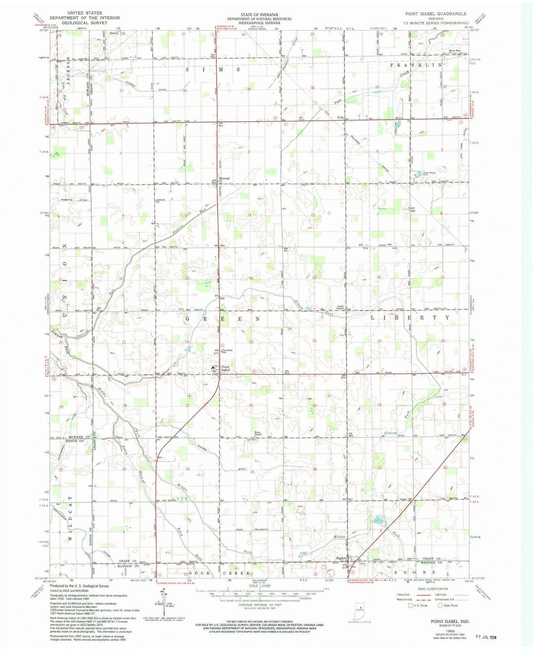 1960 Point Isabel, in - Indiana - USGS Topographic Map