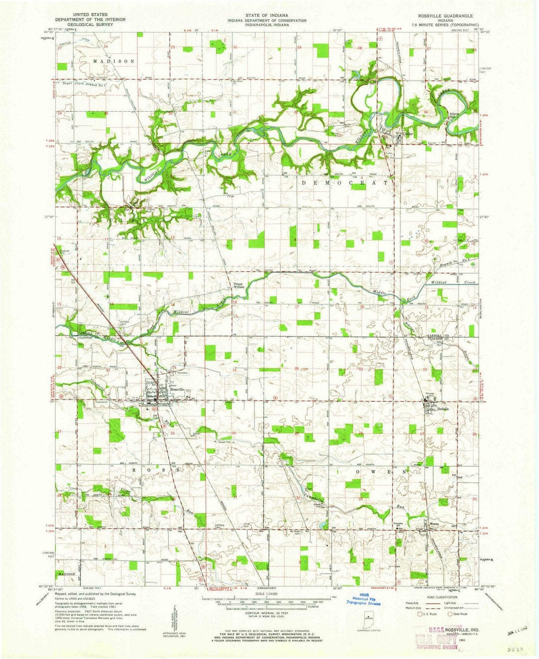 1961 Rossville, in - Indiana - USGS Topographic Map