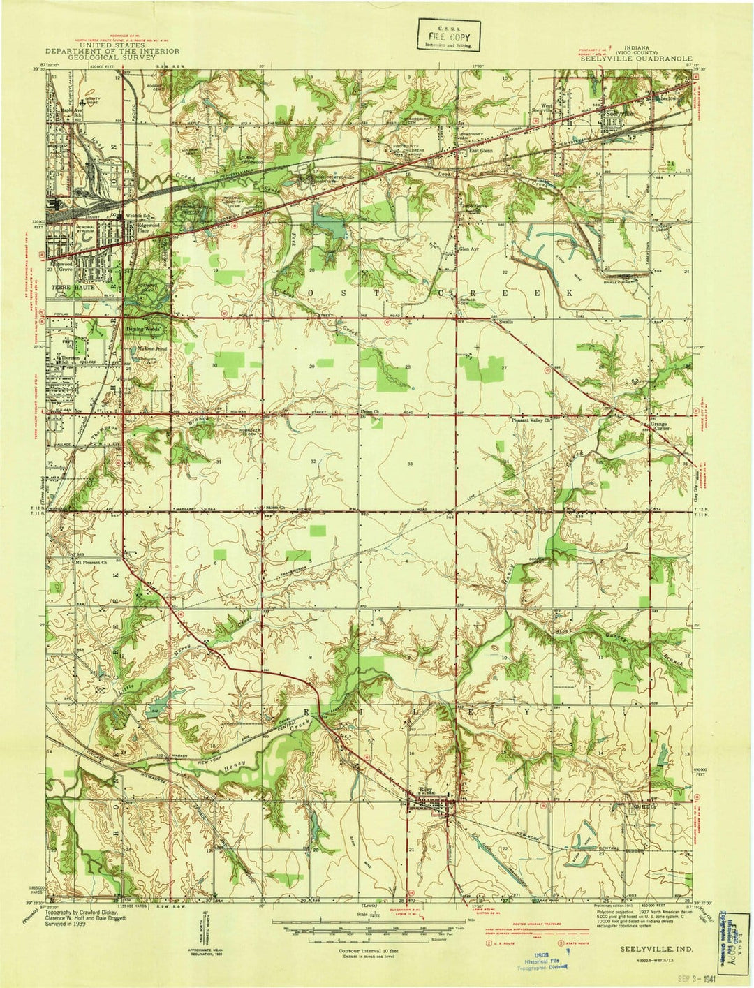 1941 Seelyville, in - Indiana - USGS Topographic Map