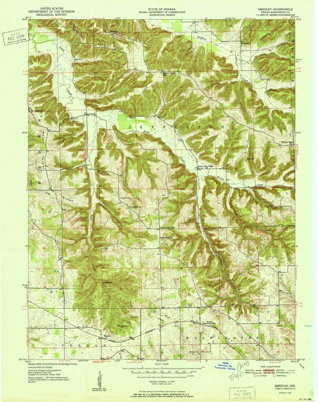 1951 Smedley, in - Indiana - USGS Topographic Map