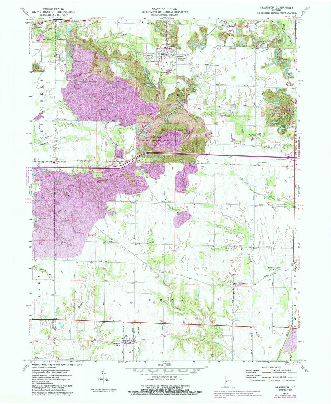 1958 Staunton, in - Indiana - USGS Topographic Map