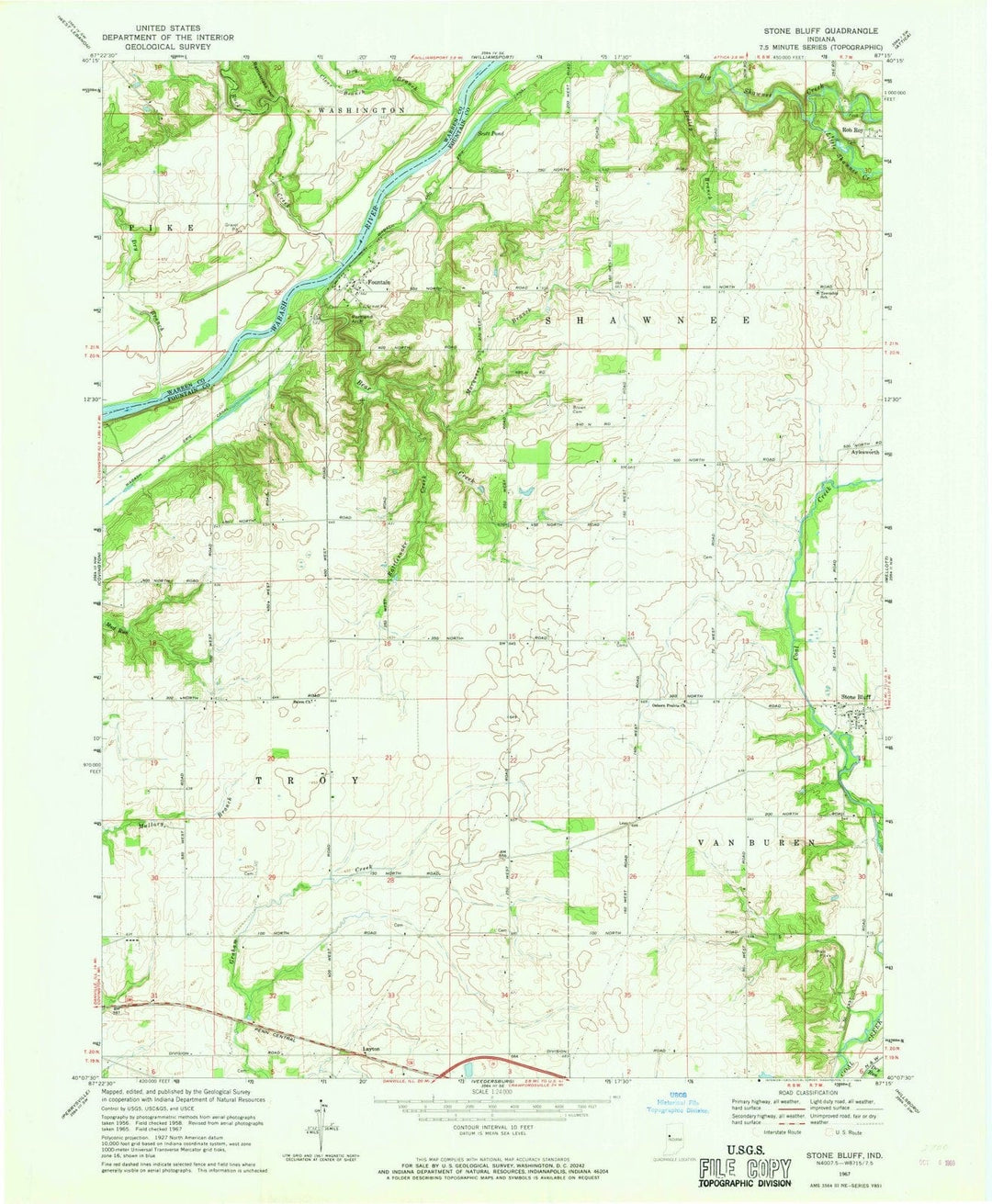 1967 Stone Bluff, in - Indiana - USGS Topographic Map