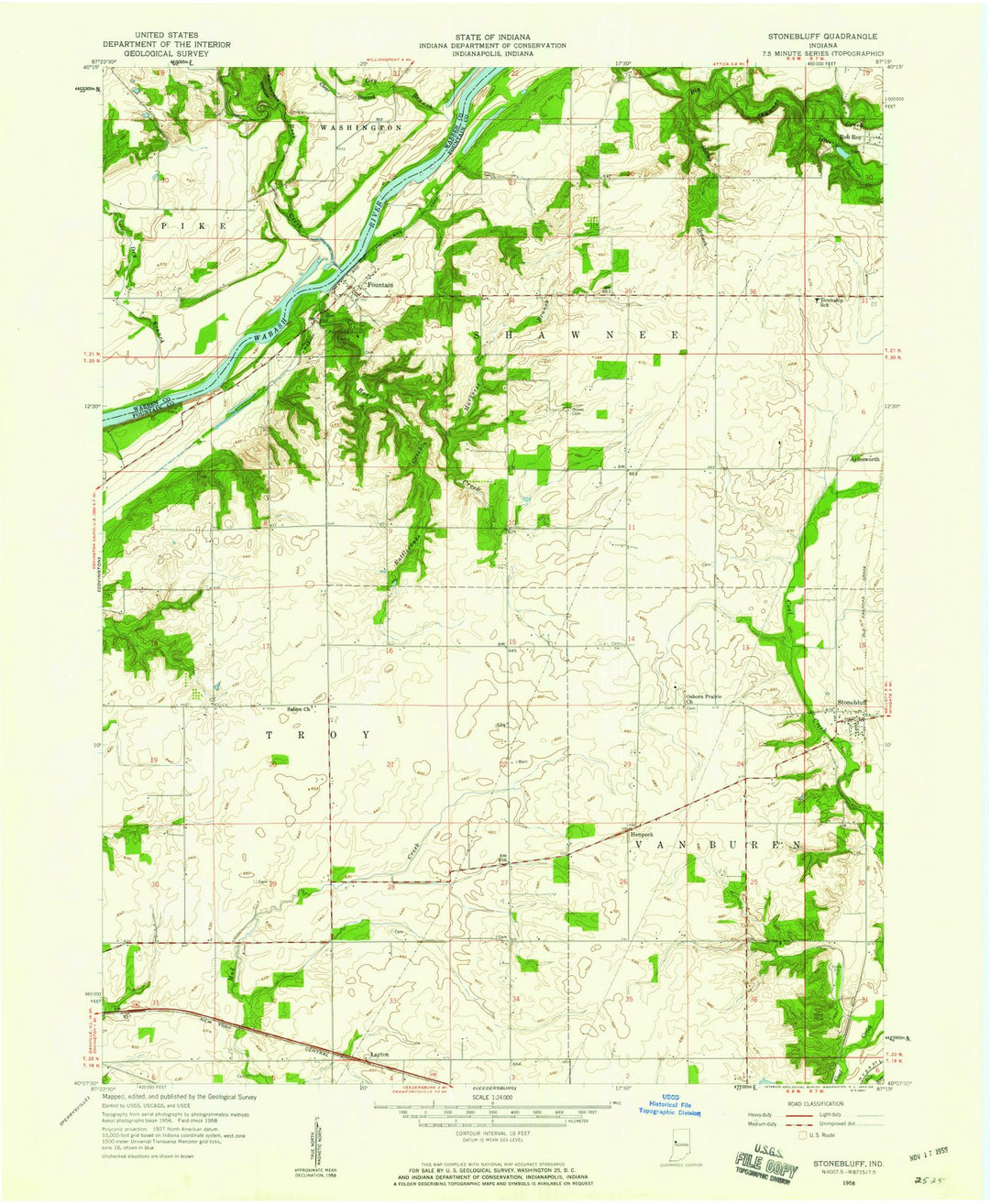 1958 Stonebluff, in - Indiana - USGS Topographic Map
