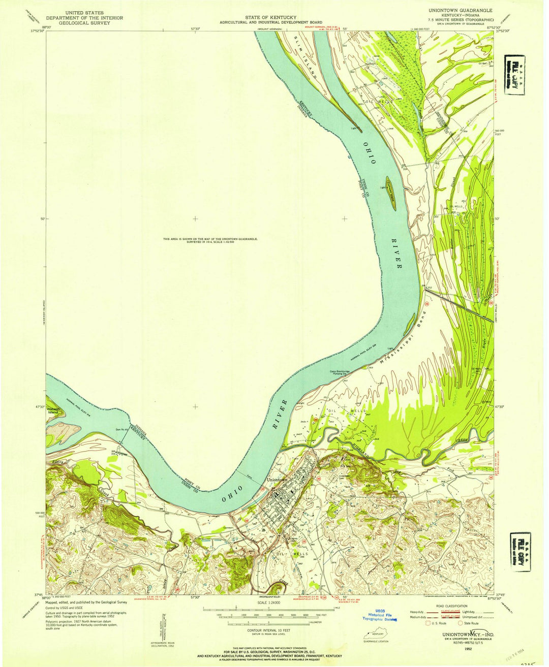 1952 Uniontown, KY - Kentucky - USGS Topographic Map