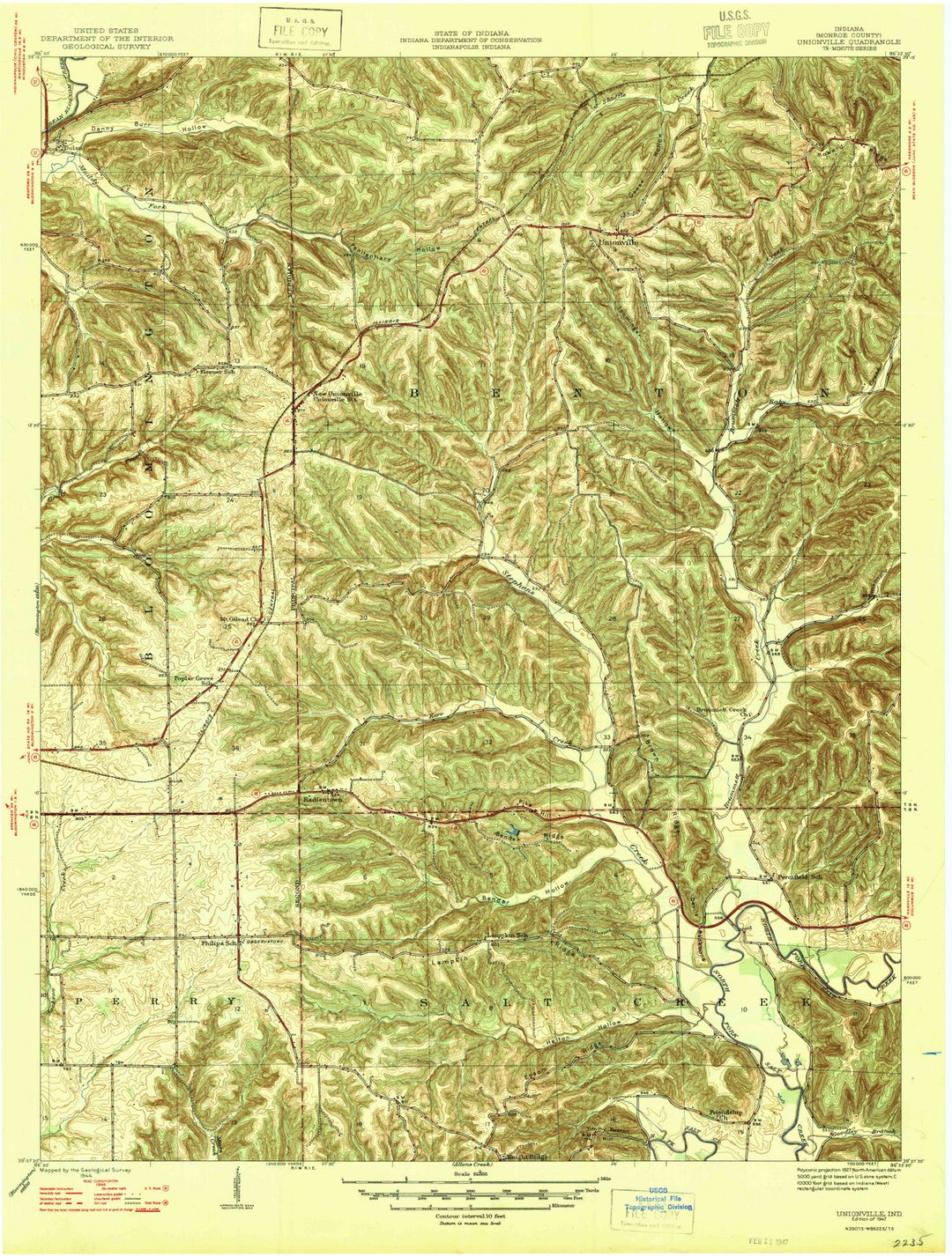 1947 Unionville, in - Indiana - USGS Topographic Map