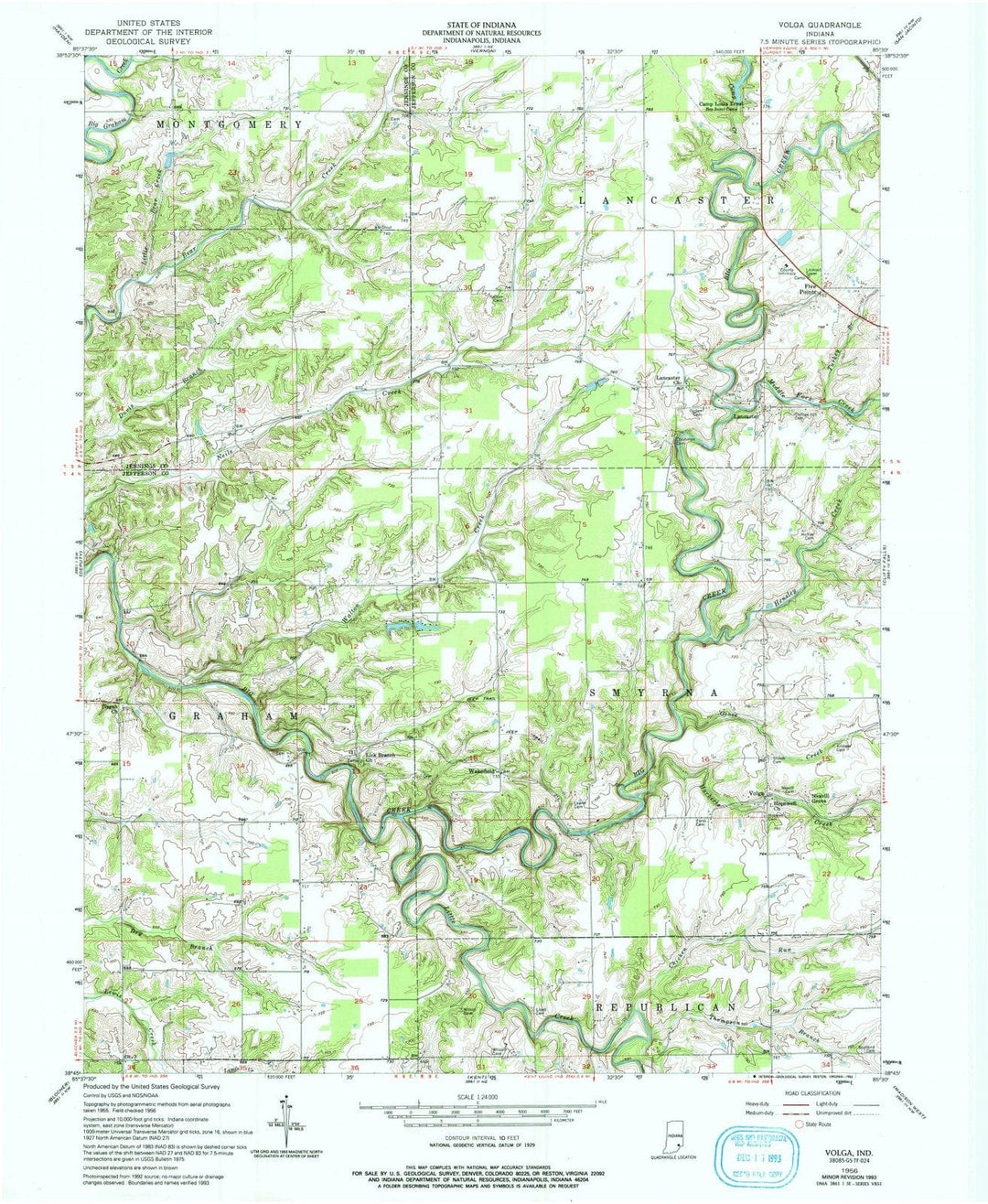 1956 Volga, in - Indiana - USGS Topographic Map