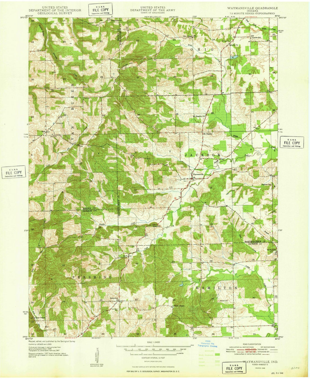1948 Waymansville, in - Indiana - USGS Topographic Map
